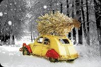 Animated: Yellow Christmas Car with Tree email background