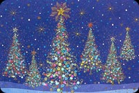 Magical Row Of Holiday Christmas Trees Background