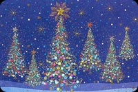 Animated: Colorful Christmas Trees Under Stars email background