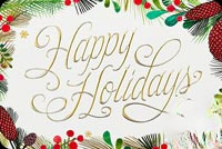Animated: Happy Holidays Evergreen Border email background