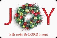 Animated: Christmas Joy Wreath and Ornaments email background