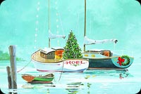 Noel - Docked Decorated Boats On Water Background
