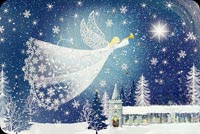 Animated: Angel Above Snowy Church email background