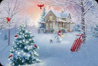 Animated: Snowy Christmas House with Cardinals email background