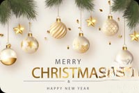 Animated: Elegant Gold Merry Christmas Ornaments email background