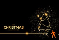 Animated Elegant Christmas Tree With Golden Sparkle Background