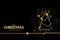 Animated: Golden Christmas Tree on Black email background
