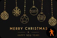 Animated Golden Balls Merry Christmas & Happy New Year Background