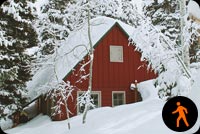 Animated: Snow Covered Wooden House Background