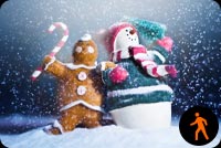 Animated: Winter Snowman & Gingerbread Background