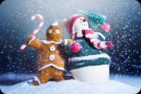 Winter Snowman & Gingerbread Background