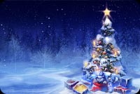 Christmas Tree, Star And Frozen Gifts Background