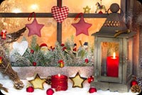 Animated: Rustic Christmas Lantern and Stars email background