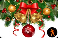 Animated: Christmas Bow, Bells & Ornaments Background