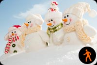 Animated: Winter Snowmen, Blue Sky Background