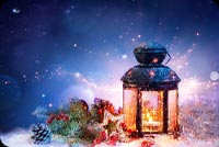 Animated: Glowing Christmas Lantern email background