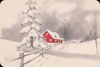 Animated: Red House in Snowy Hills email background