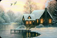 Animated: Christmas Cabin by the Lake email background