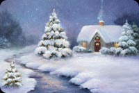 Animated: Snowy Christmas Eve Cottage email background