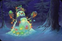 Animated: Glowing Snowman in Forest email background