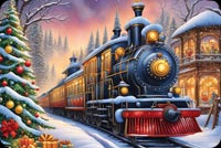 Magical Winter Train Email Background: Arrival At A Festive Christmas Platform Background