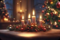 Enchanting Christmas Ambiance Email Background: Candles And Festive Tree Background
