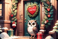 Adorable Kawaii Owl Holiday Wreath Email Background: Warm Welcome With Whimsical Charm Background