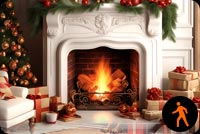 Animated: Festive Fireplace And Christmas Tree Email Background: Holiday Decor And Warmth Background