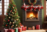 Festive Fireplace & Ornate Christmas Tree Email Background: Holiday Elegance Background
