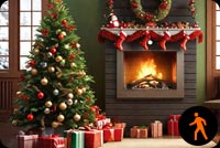 Animated: Festive Fireplace & Ornate Christmas Tree Email Background: Holiday Elegance Background