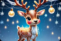 Adorable Baby Reindeer Christmas Lights Email Background: Playful Winter Wonderland Background