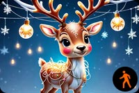 Animated: Adorable Baby Reindeer Christmas Lights Email Background: Playful Winter Wonderland Background