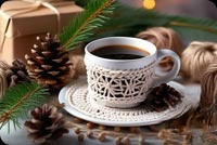Animated: Christmas Coffee and Pinecones email background