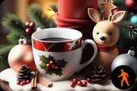 Animated: Charming Christmas Elements Email Background: Candle, Pinecones, Ornaments, Tree, Coffee Cup Background
