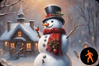 Animated: Cheerful Snowman In Winter Forest Email Background: Cardinals And Joyful Snow Day Background