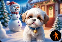 Animated: Detailed 3d Frosty The Snowman Email Background: Christmas Magic With Shih Tzu Puppy Background