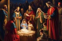 Adoration Of Baby Jesus: Three Wise Men In Bethlehem Email Background Background