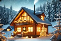 Animated: Cozy Snowy Cabin email background