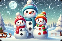 Animated: Three Snowmen Under Moonlight email background