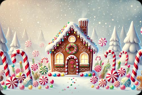 Animated: Gingerbread House Candy Wonderland email background