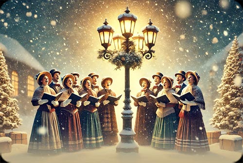 Animated: Christmas Carolers in Snow email background