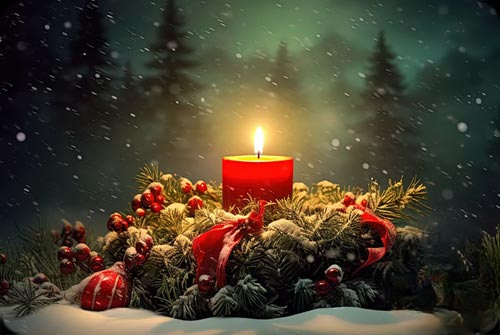 Animated: Snowy Christmas Candle email background