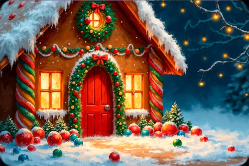Whimsical Gingerbread House Wonderland Background