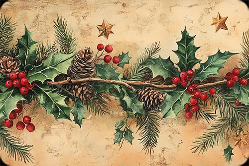 Festive Pine Garland Background Background