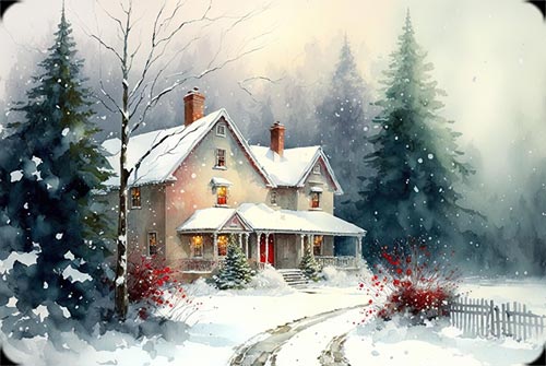 Animated: Snowy Winter Cabin email background