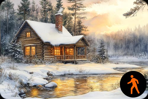 Animated: Winter Cabin Glow Background