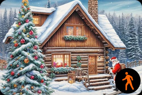 Animated: Santa’s Cozy Cabin Christmas Background