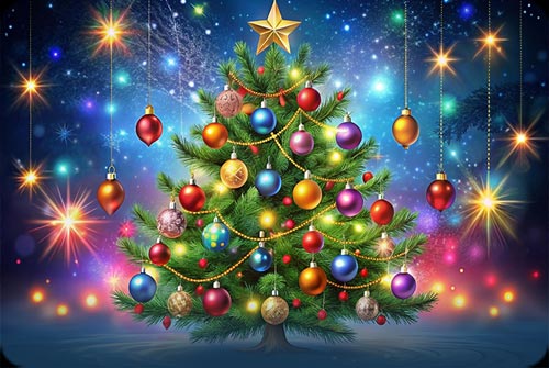 Animated: Glowing Christmas Tree email background