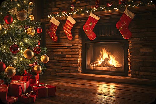 Animated: Warm Christmas Hearth email background
