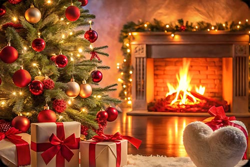 Animated: Cozy Christmas Fireplace email background